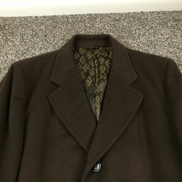 Vintage 1950s Macys Bambergers Overcoat Topcoat Mongolian Cashmere Brown 44R - Picture 2 of 13